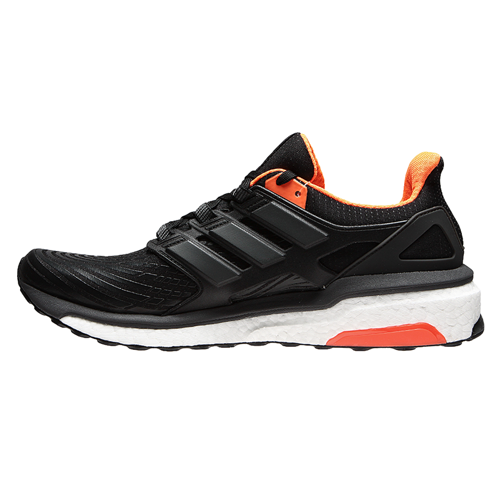 Men s Adidas Energy Boost Running Trainers Black Orange BB3452